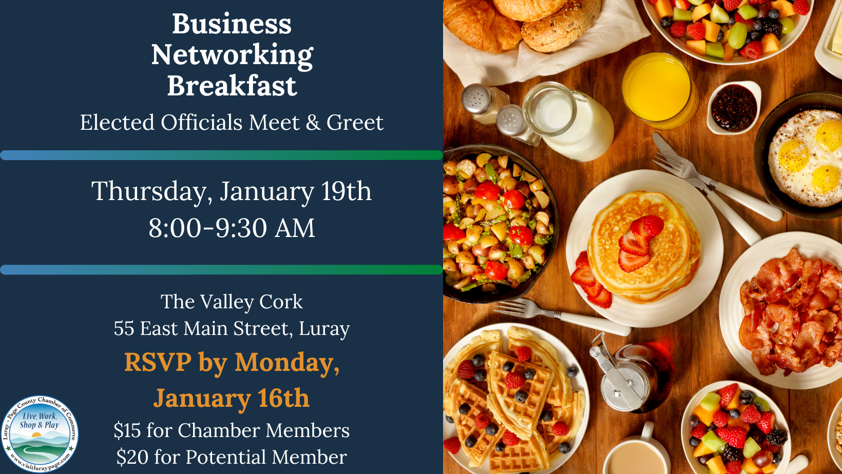 Business Networking Breakfast Elected Officials Meet & Greet Luray