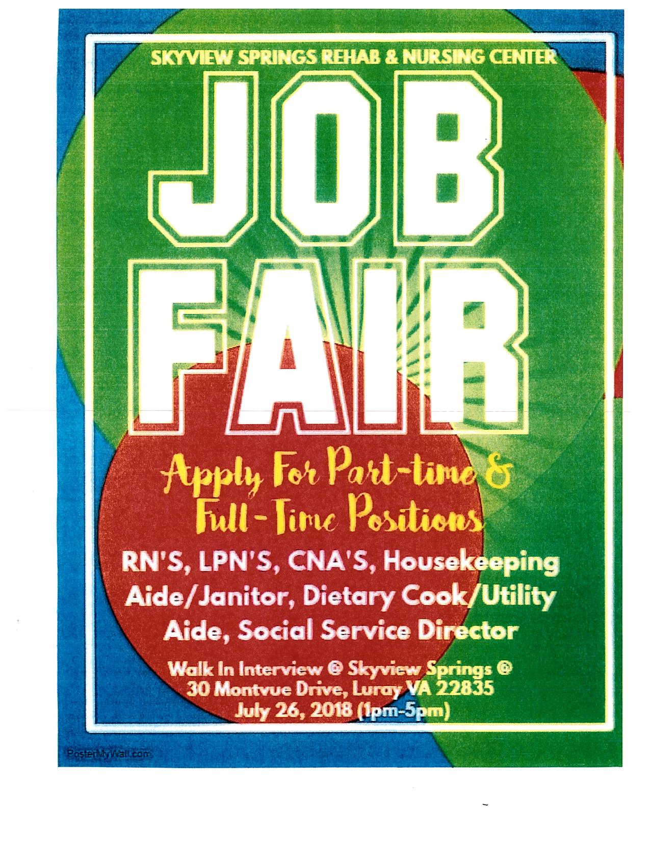 Job Fair Luray Page Chamber Of Commerce