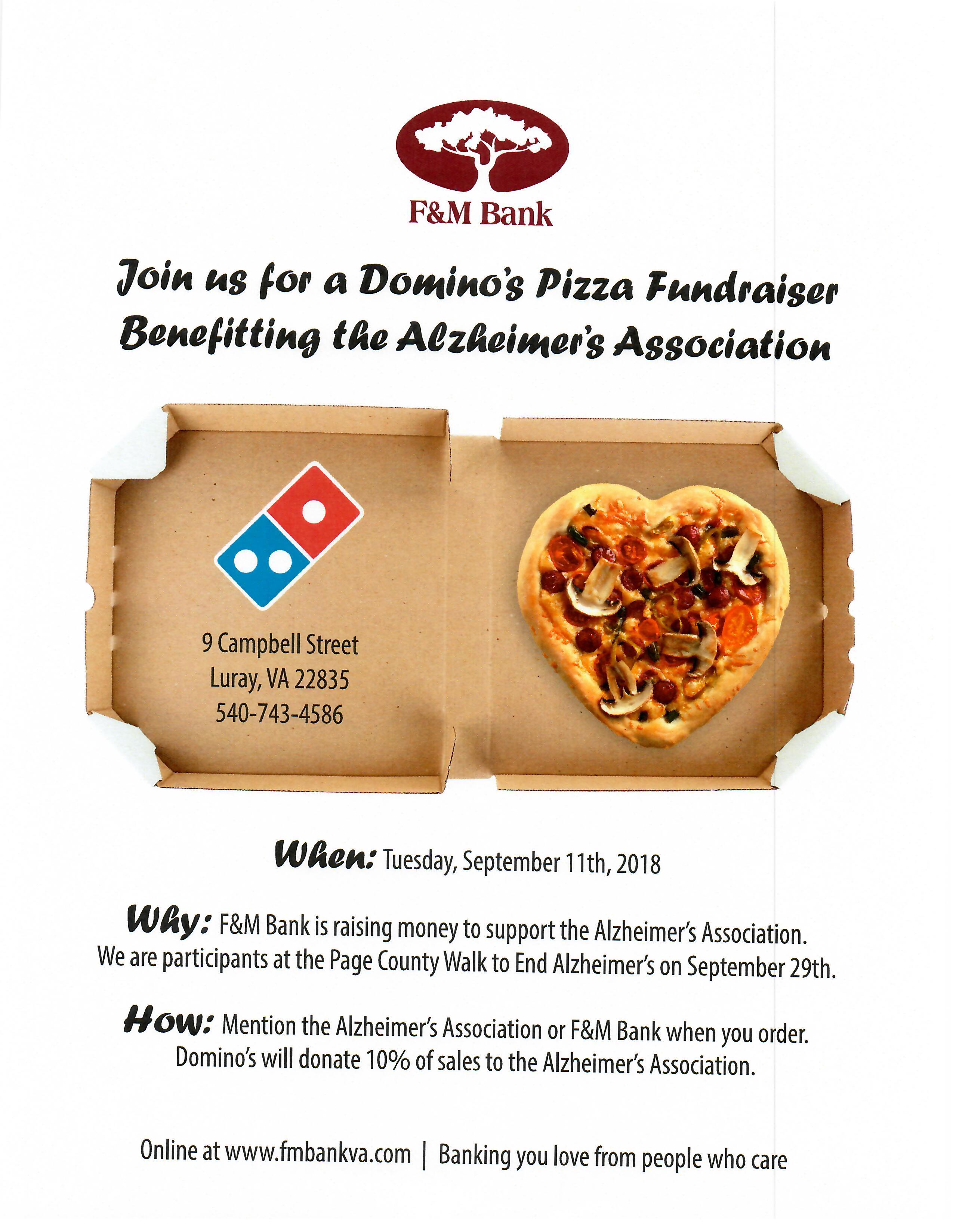 Alzheimer S Association Domino S Pizza Fundraiser Luray Page Chamber Of Commerce